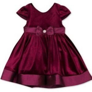 Rare Editions Baby Girls' Taffeta-Trim Velvet Dress